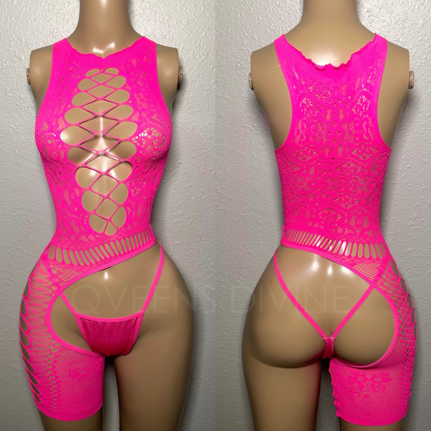 Hot Pink Lacey Romper