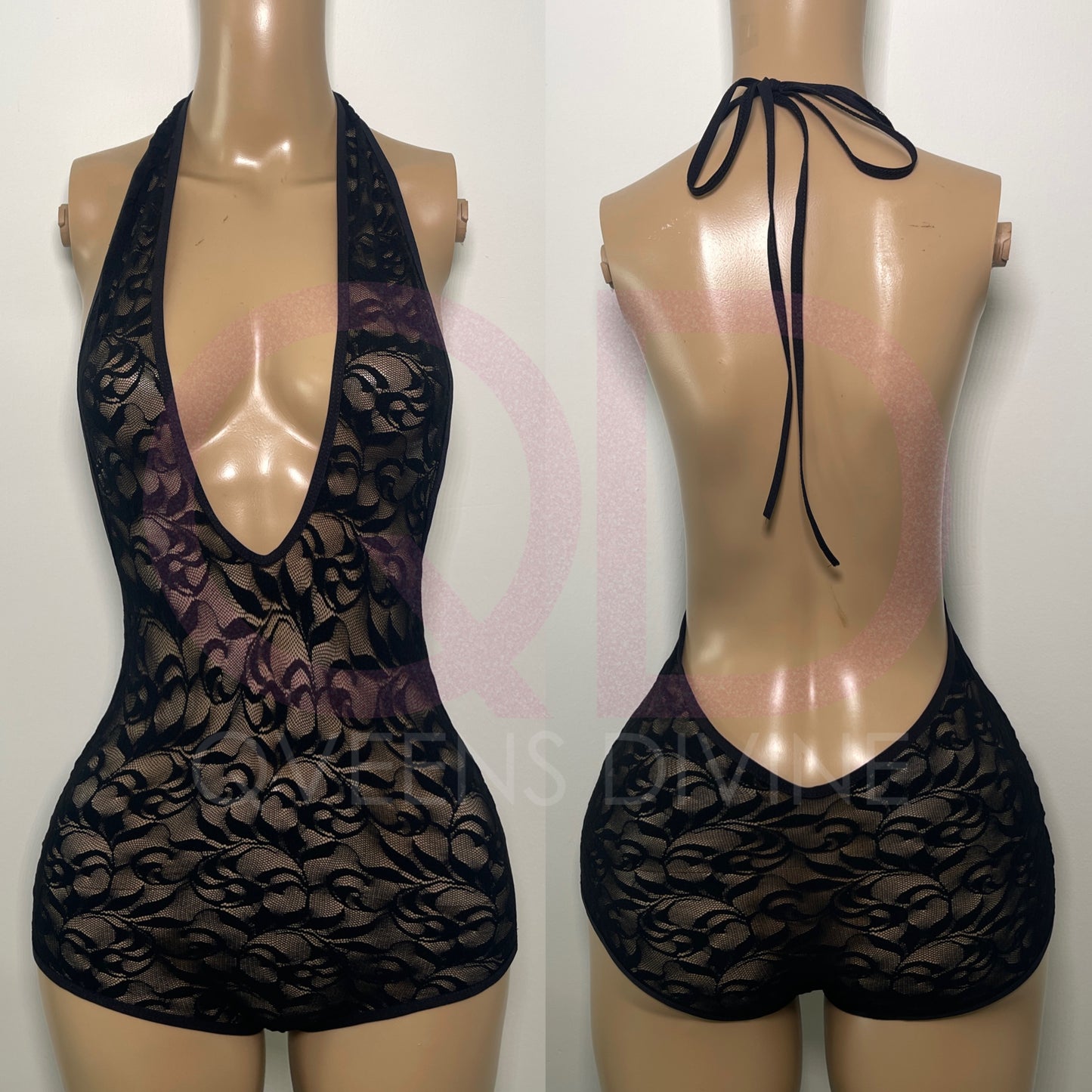 Midnight Sin Lace Romper